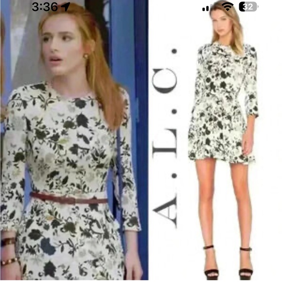 A.L.C. Monochrome Floral Dress with Gold Highlights - Picture 1 of 11